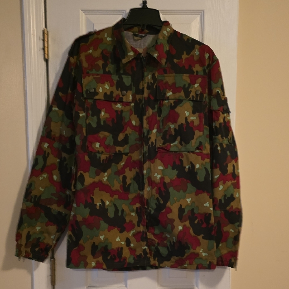 Military Style Green and Brown Camouflage Jacket